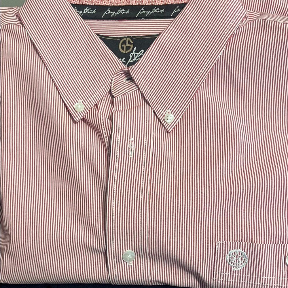 Wrangler Men's George Strait Red Striped Dress Shirt